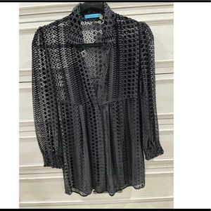 ALICE + OLIVIA velvet sheer long top